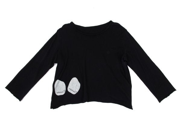 Y's Dot Poem Print Raw Cut Cotton Top Black Size 2