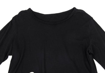 Y's Dot Poem Print Raw Cut Cotton Top Black Size 2
