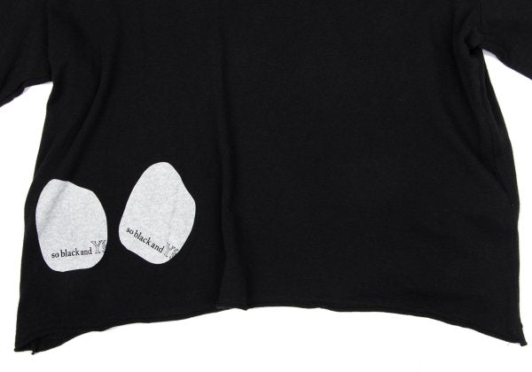 Y's Dot Poem Print Raw Cut Cotton Top Black Size 2