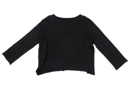 Y's Dot Poem Print Raw Cut Cotton Top Black Size 2