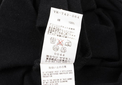 Y's Dot Poem Print Raw Cut Cotton Top Black Size 2