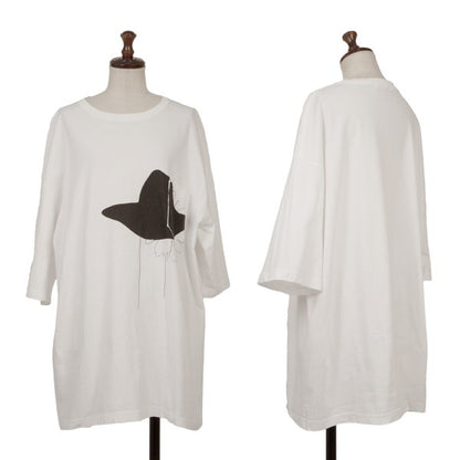 Y's Cotton Flower Logo Print T-Shirt White Size 4