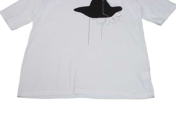 Y's Cotton Flower Logo Print T-Shirt White Size 4