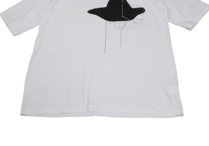 Y's Cotton Flower Logo Print T-Shirt White Size 4