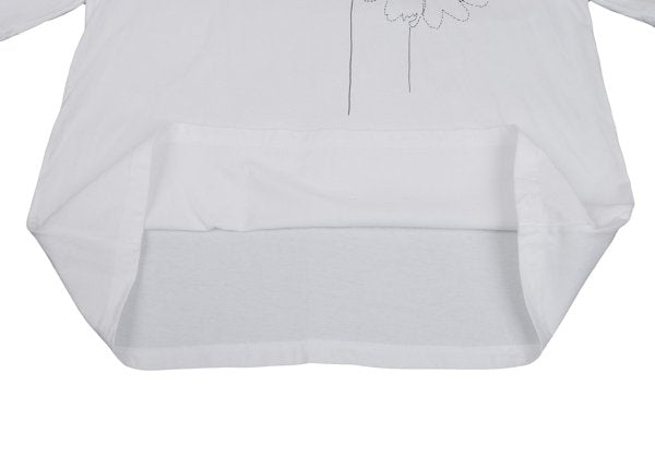 Y's Cotton Flower Logo Print T-Shirt White Size 4