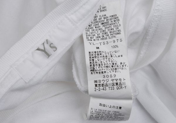 Y's Cotton Flower Logo Print T-Shirt White Size 4