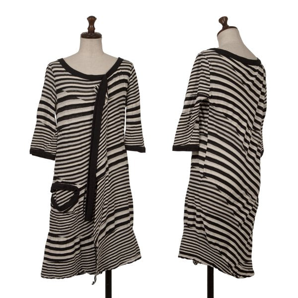 LIMI feu Bias Stripe Panel Tunic Black White Blouse Size M
