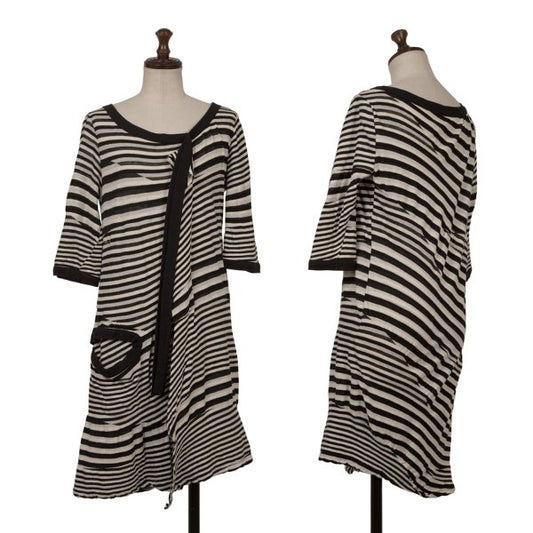 LIMI feu Bias Stripe Panel Tunic Black White Blouse Size M