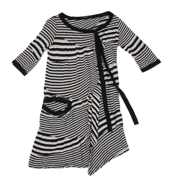 LIMI feu Bias Stripe Panel Tunic Black White Blouse Size M