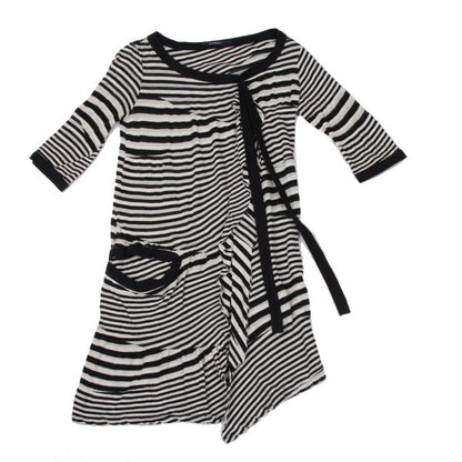 LIMI feu Bias Stripe Panel Tunic Black White Blouse Size M