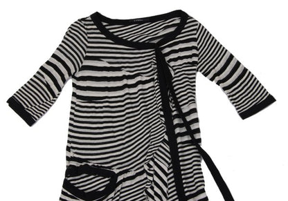 LIMI feu Bias Stripe Panel Tunic Black White Blouse Size M