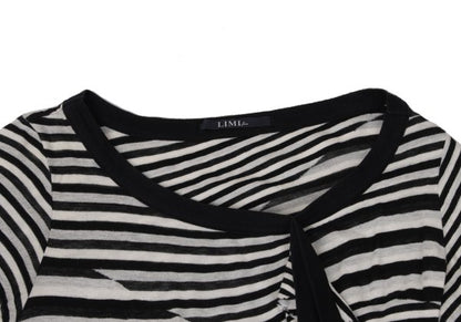 LIMI feu Bias Stripe Panel Tunic Black White Blouse Size M