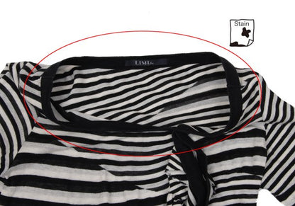 LIMI feu Bias Stripe Panel Tunic Black White Blouse Size M