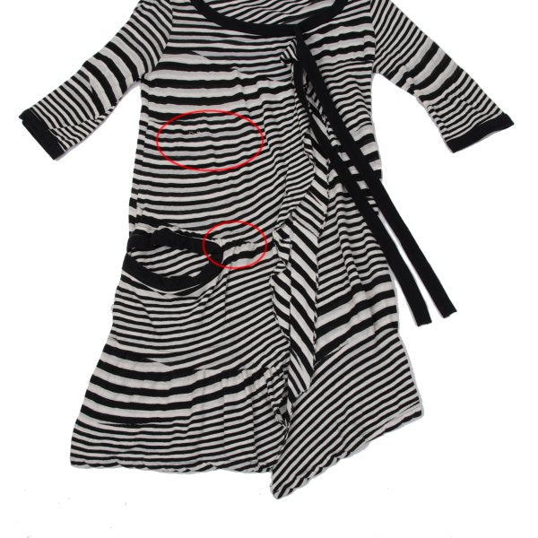 LIMI feu Bias Stripe Panel Tunic Black White Blouse Size M