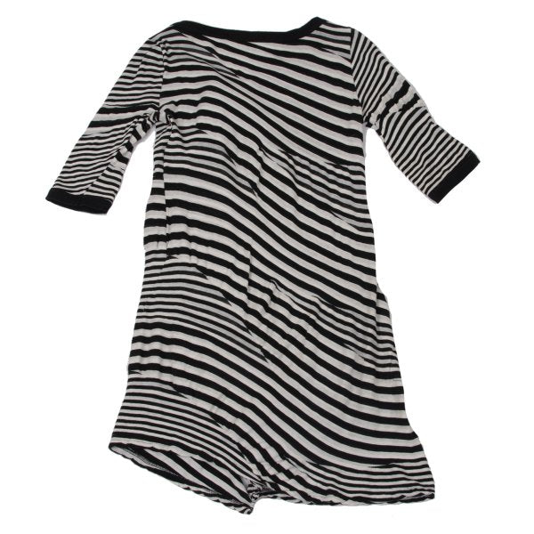 LIMI feu Bias Stripe Panel Tunic Black White Blouse Size M