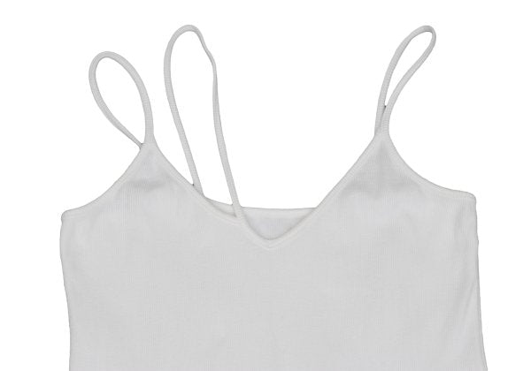 LIMI feu Asymmetrical Strap Rib Cami Top White Blouse Size S