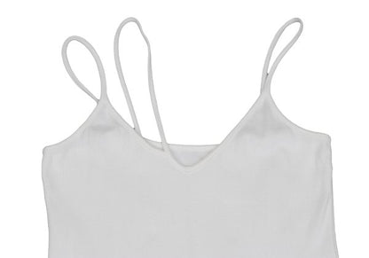 LIMI feu Asymmetrical Strap Rib Cami Top White Blouse Size S