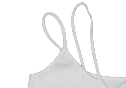LIMI feu Asymmetrical Strap Rib Cami Top White Blouse Size S