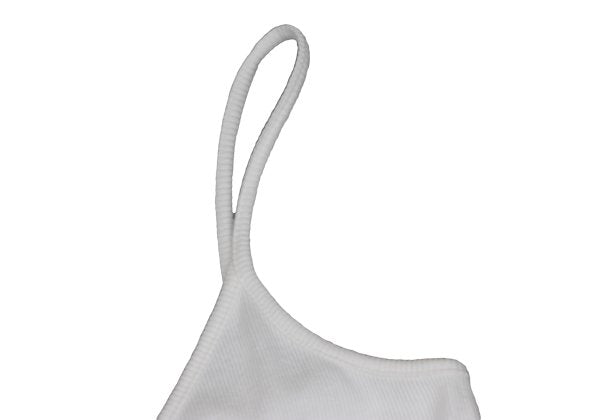 LIMI feu Asymmetrical Strap Rib Cami Top White Blouse Size S