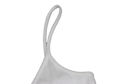 LIMI feu Asymmetrical Strap Rib Cami Top White Blouse Size S