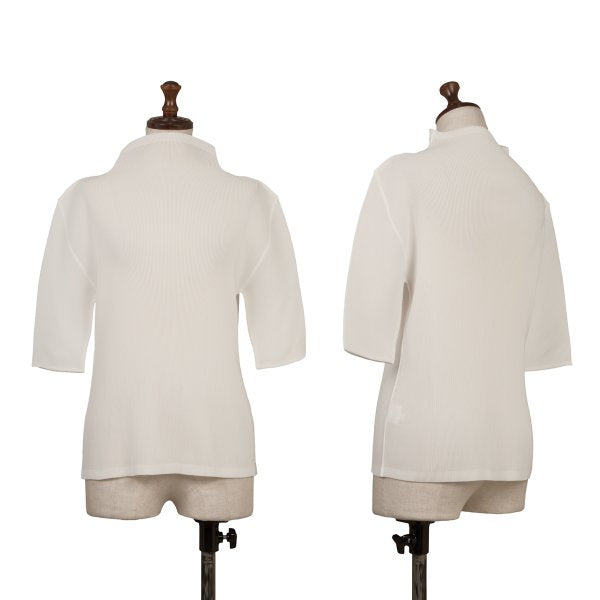 PLEATS PLEASE Mist Pleated High Neck T-Shirt White Size 3