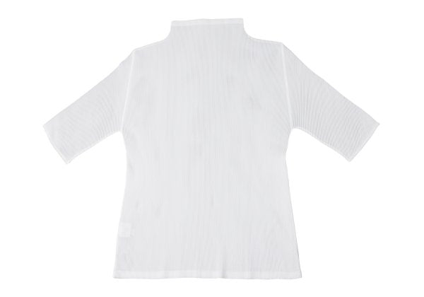 PLEATS PLEASE Mist Pleated High Neck T-Shirt White Size 3