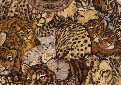 LEONARD Tiger Print Gathered Shoulder Blouse Brown Size L