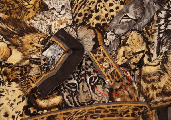 LEONARD Tiger Print Gathered Shoulder Blouse Brown Size L