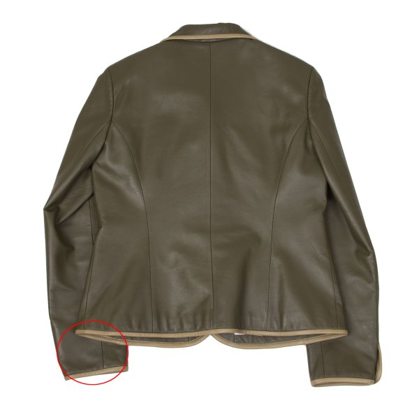 BALMAIN Sheep Leather Flower Button Jacket Khaki Size 13