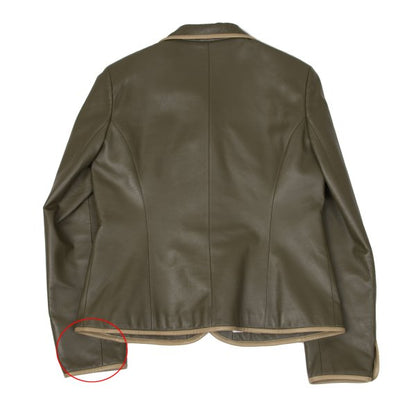 BALMAIN Sheep Leather Flower Button Jacket Khaki Size 13