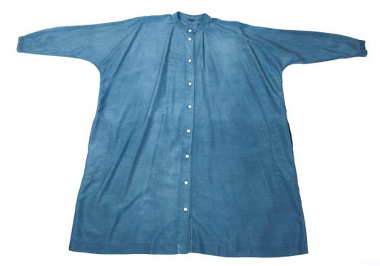ARTS&SCIENCE Silk Garment-Dyed Band Collar Dress Blue Size 1