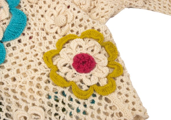 TSUMORI CHISATO Wool Floral Knit Short Cardigan Ivory Size M