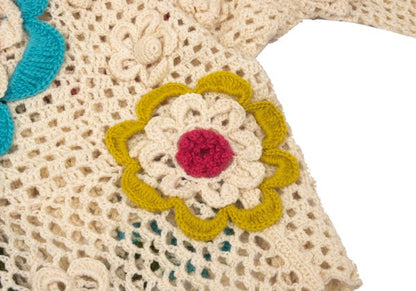 TSUMORI CHISATO Wool Floral Knit Short Cardigan Ivory Size M