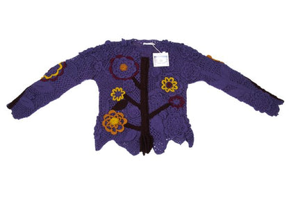 TSUMORI CHISATO Wool Floral Knit Cardigan Purple Size M