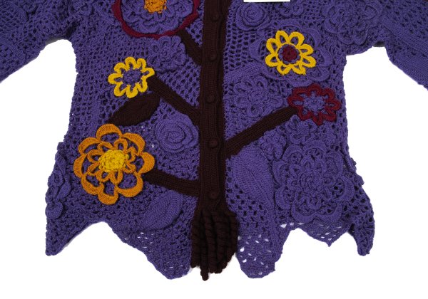 TSUMORI CHISATO Wool Floral Knit Cardigan Purple Size M