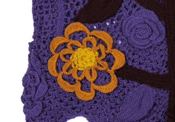 TSUMORI CHISATO Wool Floral Knit Cardigan Purple Size M