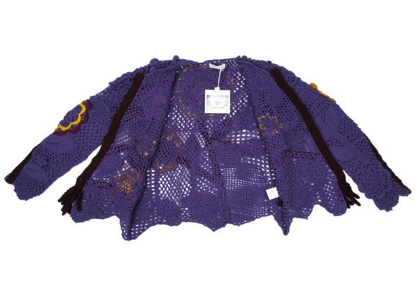 TSUMORI CHISATO Wool Floral Knit Cardigan Purple Size M