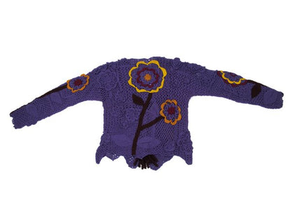 TSUMORI CHISATO Wool Floral Knit Cardigan Purple Size M