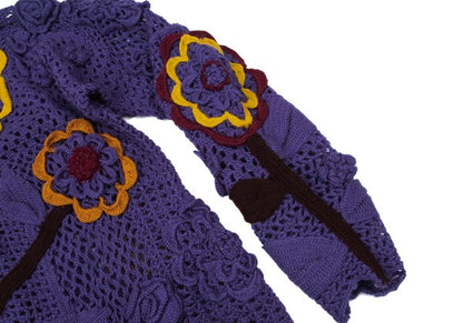 TSUMORI CHISATO Wool Floral Knit Cardigan Purple Size M
