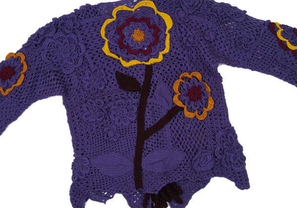 TSUMORI CHISATO Wool Floral Knit Cardigan Purple Size M