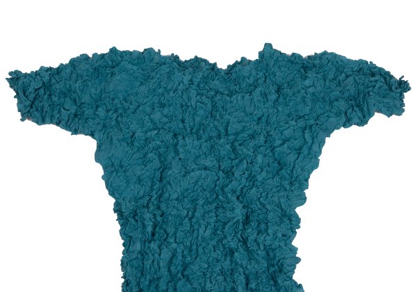 ISSEY MIYAKE FETE Pleated T-Shirt Turquoise Size 2