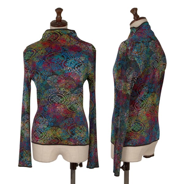 ISSEY MIYAKE FETE Multi-Print Pleated Long Sleeve Tee Size 3