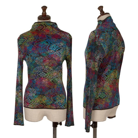 ISSEY MIYAKE FETE Multi-Print Pleated Long Sleeve Tee Size 3