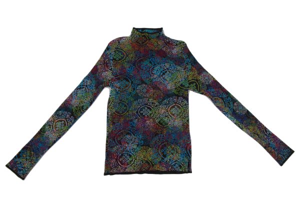 ISSEY MIYAKE FETE Multi-Print Pleated Long Sleeve Tee Size 3