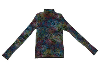 ISSEY MIYAKE FETE Multi-Print Pleated Long Sleeve Tee Size 3