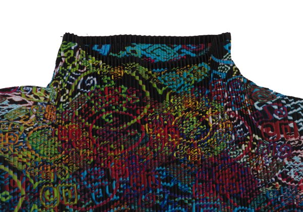 ISSEY MIYAKE FETE Multi-Print Pleated Long Sleeve Tee Size 3