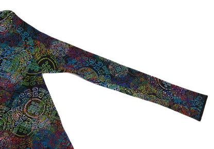 ISSEY MIYAKE FETE Multi-Print Pleated Long Sleeve Tee Size 3