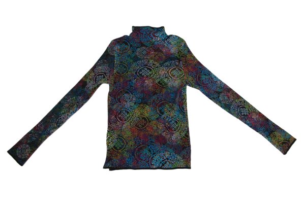 ISSEY MIYAKE FETE Multi-Print Pleated Long Sleeve Tee Size 3