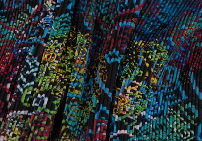 ISSEY MIYAKE FETE Multi-Print Pleated Long Sleeve Tee Size 3