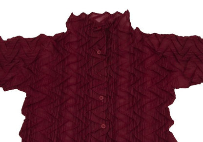 ISSEY MIYAKE WHITE LABEL Zigzag Pleated Shirt Red Size 3